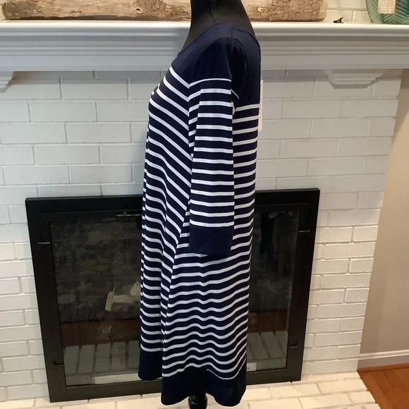 #229 NWT Exist Nautical Navy Stripe Dress Sz Medium - Picture 3 of 7